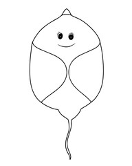 Continuous line hand drawn of stingray. Doodle vector illustration