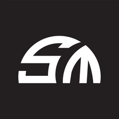 SM letter logo design on Black background. SM creative initials letter logo concept. SM letter design.
