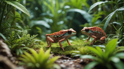 Obraz premium Bringing the micro jungle to life with close-up shots that capture the essence of its tiniest inhabitants and their intricate habitats, Generative AI