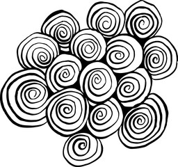 Illustration of many curls. Vector illustration.