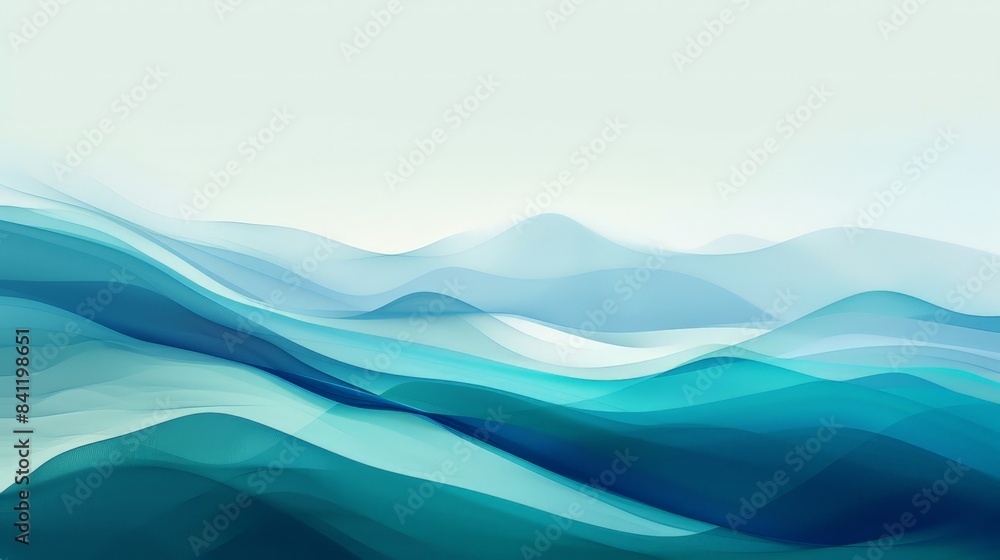 Poster create an abstract background that uses a gradient of cool blues and greens to evoke a sense of calm
