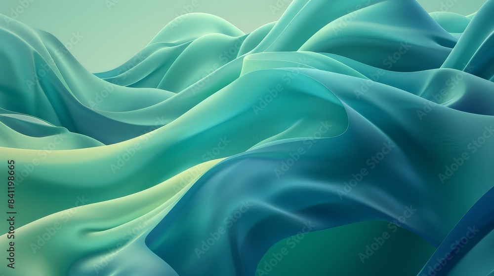 Poster create an abstract background that uses a gradient of cool blues and greens to evoke a sense of calm