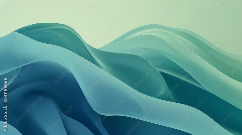 Poster create an abstract background that uses a gradient of cool blues and greens to evoke a sense of calm