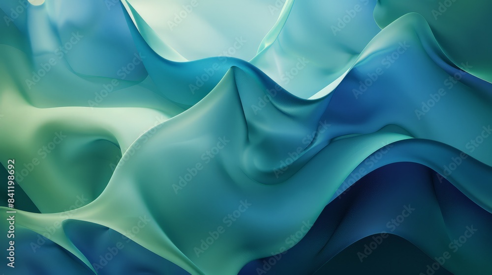 Poster create an abstract background that uses a gradient of cool blues and greens to evoke a sense of calm
