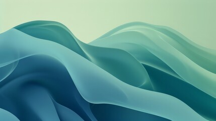 Obraz premium Create an abstract background that uses a gradient of cool blues and greens to evoke a sense of calm and tranquility. Use smooth, flowing shapes to enhance the soothing effect.