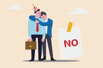 friend hugging, support comfort concept. goodbye party and farewell. crisis - fail in job, work, career, resignation. 