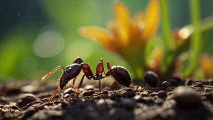 Fototapeta premium Ants and Their Role in the Ecosystem: Decomposers and Soil Aerators