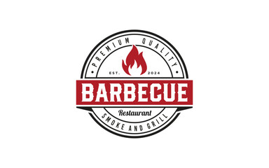 Barbecue Grill logo design. Restaurant labels, emblems, logo. Logo template for bbq. steakhouse, butcher, grill bar design template