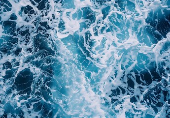 Fototapeta premium Aerial View of Ocean Waves and Foam