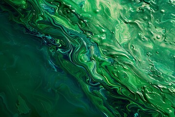 Abstract Green Oil Paint Texture Swirls