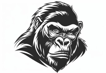Fototapeta premium Black and white gorilla head design.
