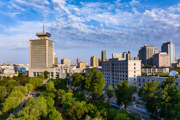 Architectural landscape of Changchun, China in early summer