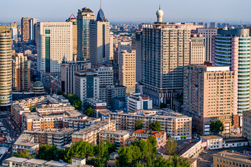 Naklejka premium Architectural landscape of Changchun, China in early summer