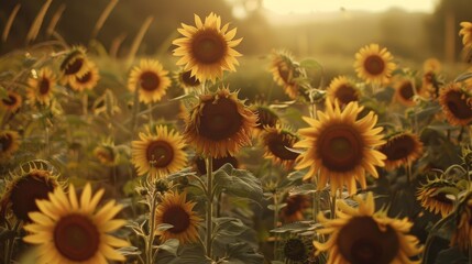 Fototapeta premium Sunflowers blooming in a summer field