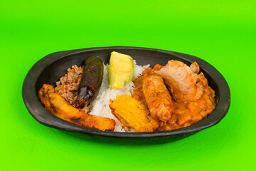 Tray paisa the most representative dish of Colombia
