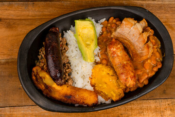 Tray paisa the most representative dish of Colombia
