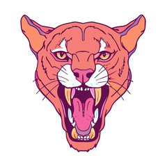 puma head open mouth looking ahead agressive