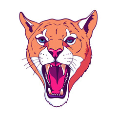 puma head open mouth looking ahead agressive