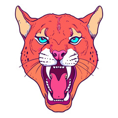 puma head open mouth looking ahead agressive