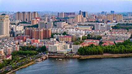 Architectural landscape of Changchun, China in early summer
