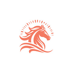 Orange and White Head Horse Illustration