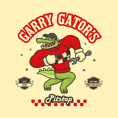 Gator Motorsport Vintage And Retro Mascot Illustration