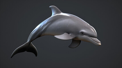 Obraz premium Illustration of dolphin on grey background