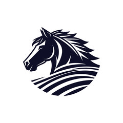 Dark and White Illustration of Head Horse