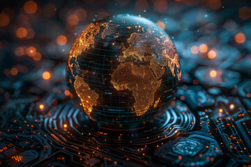 Fototapeta premium Concept of global business. Planet earth in global network connections, innovative technologies