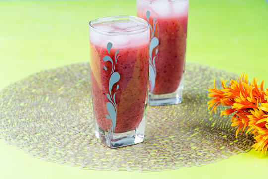 Summer Drink, cool fruity drink, Falsa Sherbet, or Phalsa sherbet chiller cocktail
