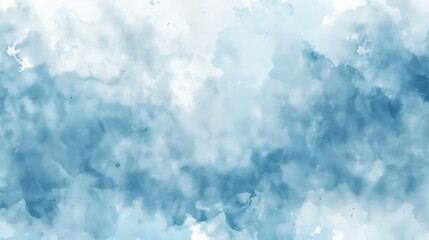Fototapeta premium 水彩画風の青い雲模様の背景 
