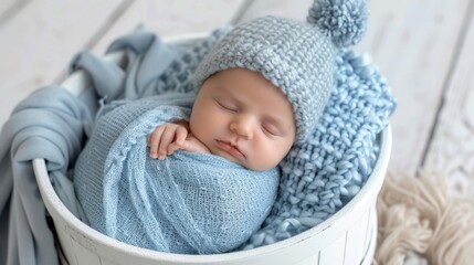 The sleeping baby in blue