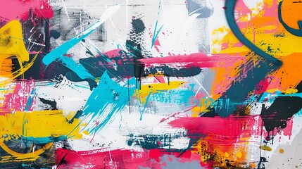 Fototapeta premium Design an abstract background inspired by urban graffiti, with bold, spray-painted strokes and vibrant colors to create an edgy, street art feel.