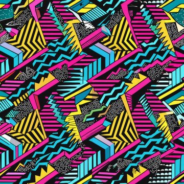 Seamless pattern of distorted lines and fragmented shapes, resembling a digital glitch effect, Generative AI