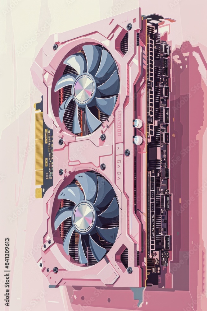 Aufkleber engineering masterpiece magenta rectangle computer graphics card with dual fans