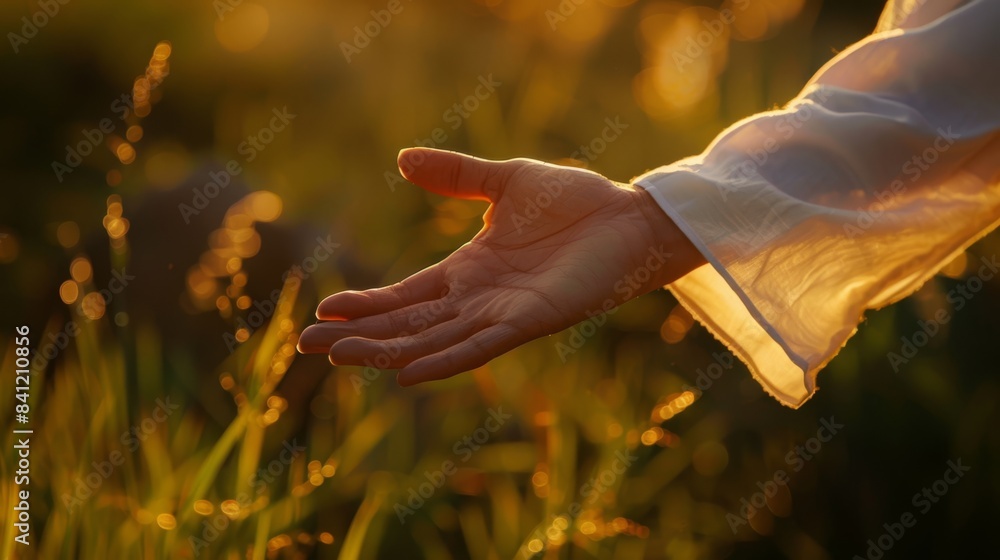 Wall mural The outstretched hand at sunset