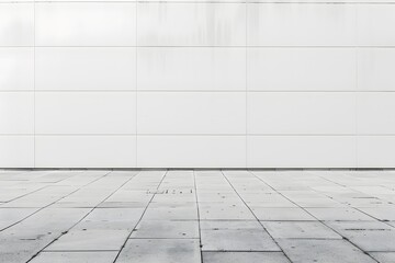Fototapeta premium Minimalist White Wall and Tile Floor Background
