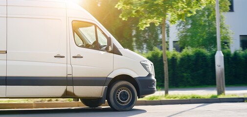 Efficient Urban Delivery: A White Van Navigating the City Streets for Modern Trading and Logistics