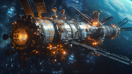 Observatory station in space 3D rendering elements of this image