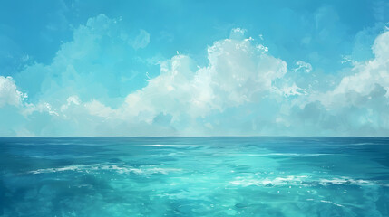 Obraz premium painting style illustration of beautiful peaceful tropical ocean lagoon banner background wallpaper