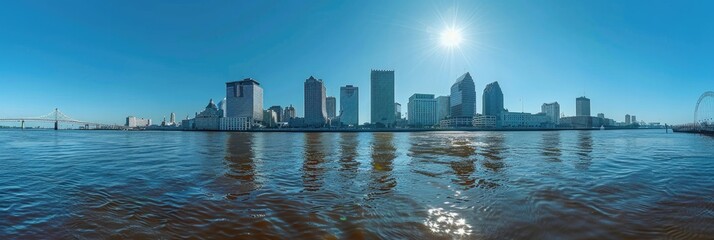 New Orleans Skyline with Mississippi River