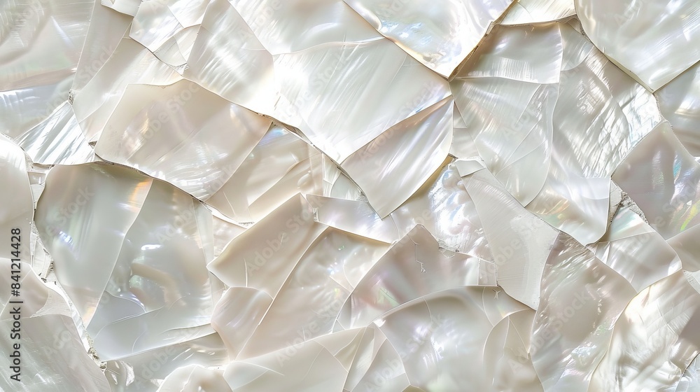 Poster develop a texture that mimics the shimmering, iridescent quality of mother-of-pearl, with a play of 