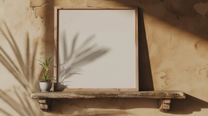 Copper Frame on Reclaimed Wood Shelf | Photo frame mockup