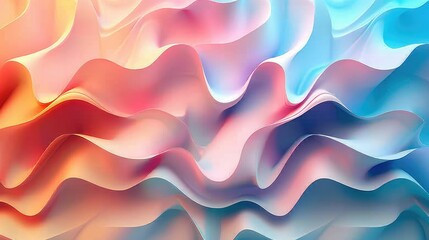 Obraz premium Vibrant abstract waves blending warm and cool colors with a smooth, flowing texture.