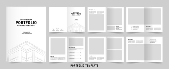 Architecture portfolio template or Portfolio layout design. A4 size brochure design for interior