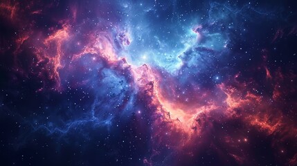 Fototapeta premium An artistic representation of a nebula, blending blues and pinks with a bright central star.