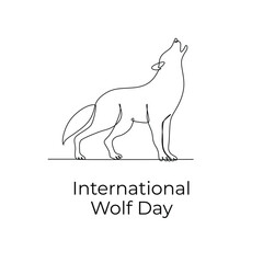 International Wolf Day continuous line vector template. vector eps 10.