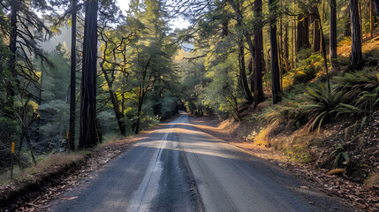 Obraz premium Scenic road in Redwood National Forest