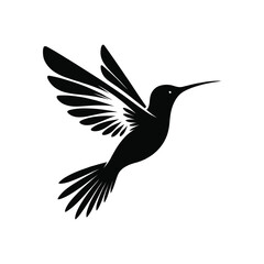 Elegant Hummingbird Clipart: Modern Black Silhouette for Creative Digital Art