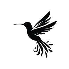 Minimalist Hummingbird Silhouette: Stylish Black Vector Illustration for Design Projects